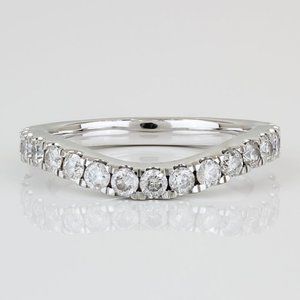 14k White Gold Wavy Diamond Wedding Band Ring by Unique Designs